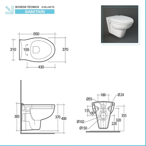 Set di sanitari sospesi Karla in ceramica wc bidet e copriwater incluso