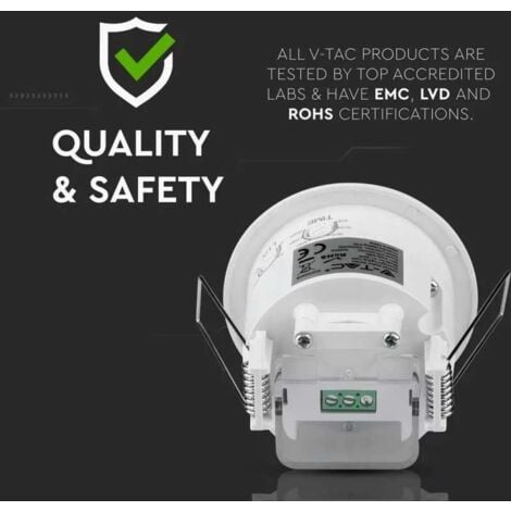 V-TAC VT-8029 Sensore di movimento infrarossi PIR 360° a incasso da soffitto  IP20 sku 5090