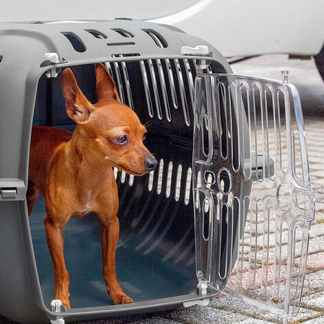 Ferplast JET 20 Trasportino per gatti e cani di piccola taglia Ferplast JET 20 in plastica antigraffio con porta trasparente antiurto. Variante 20 - Misure: 37 x 57 x h 33 cm - Grigio