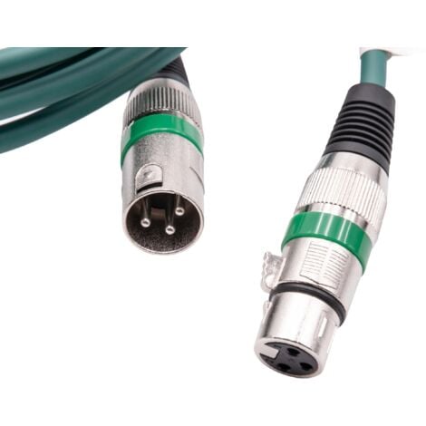 vhbw cavo DMX XLR maschio-femmina compatibile con impianto illuminazione per palco, faretti - 3 poli, guaina in PVC, verde, 2 m