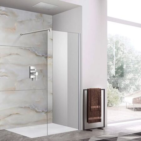 Parete Doccia Walk-In Vetro 8 MM Trasparente Temperato Anticalcare 80 x h195 cm