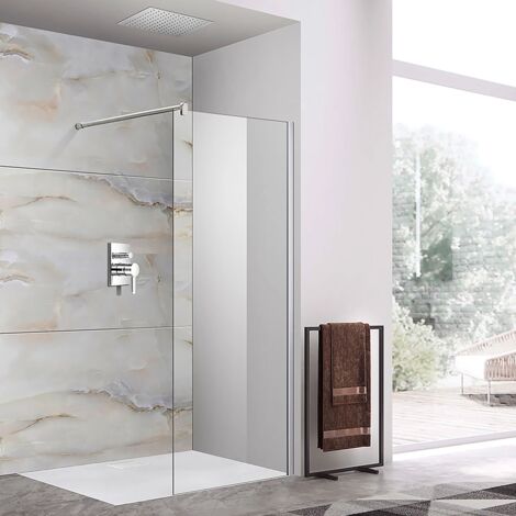 Parete Doccia Walk-In Vetro 8 MM Trasparente Temperato Anticalcare 80 x h195 cm