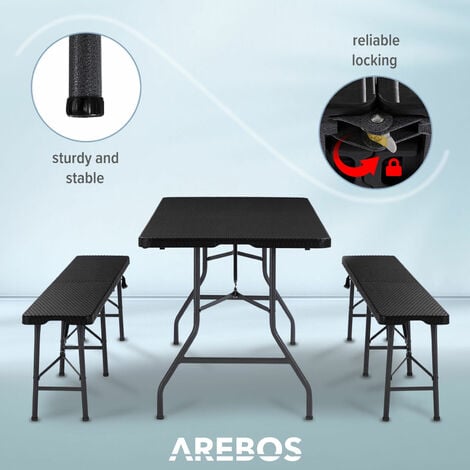 AREBOS Set di tende da birra Set da campeggio Gruppo di sedute in rattan