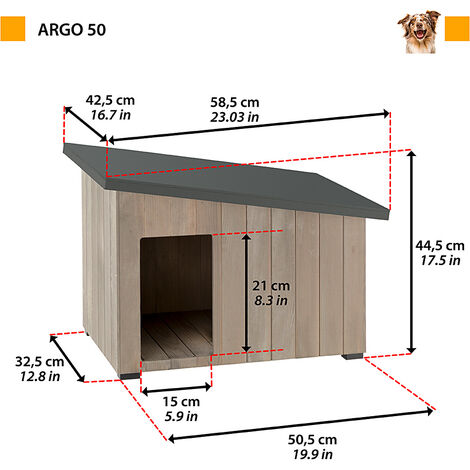Ferplast ARGO Cuccia in legno di pino nordico FSC. Varie misure. . Variante 50 - Misure: 58.5 x 42.5 x h 44.5 cm -