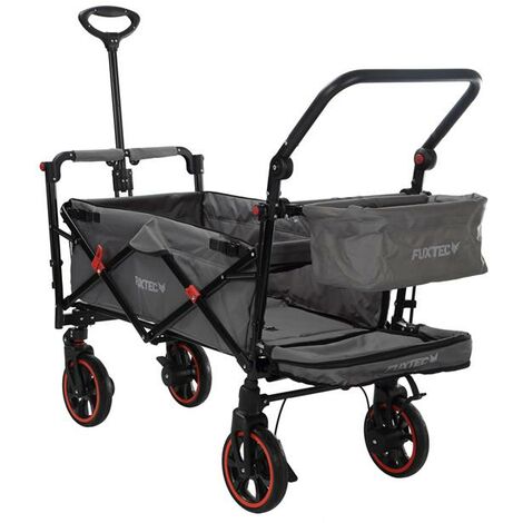 Fuxtec carrello pieghevole premium per il trasporto dei bambini con tettuccio CT850 GRIGIO