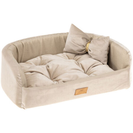 Ferplast HARRIS Cuccia con cuscino per cani e gatti in tessuto resistente. In vari colori e misure. . Variante 80 - Misure: 81 x 55 x h 20 cm - Beige