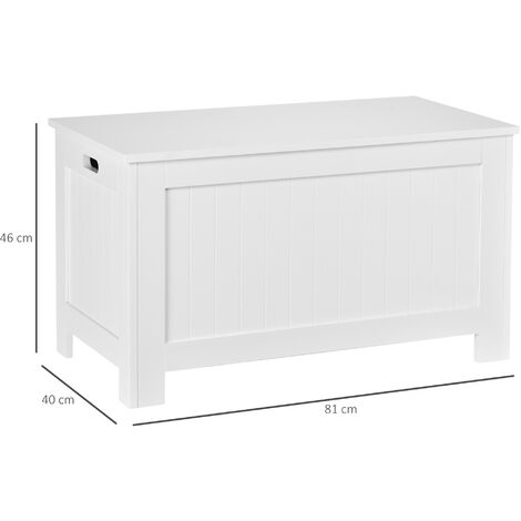 HOMCOM Panca Contenitore con Coperchio con Blocco di Sicurezza 81x40x46cm Bianco