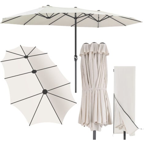 KINGSLEEVE® Ombrellone UV 80+ XXL 460x270 cm con Manovella Idrorepellente inlc. Custodia Parasole Giardino Terrazza Crema