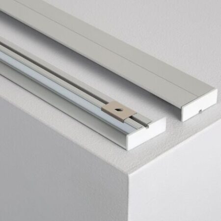 Profilo in Alluminio Superficie di Modanatura Doppia 1m per Strisce LED fino a 10mm Coperchio Traslucido