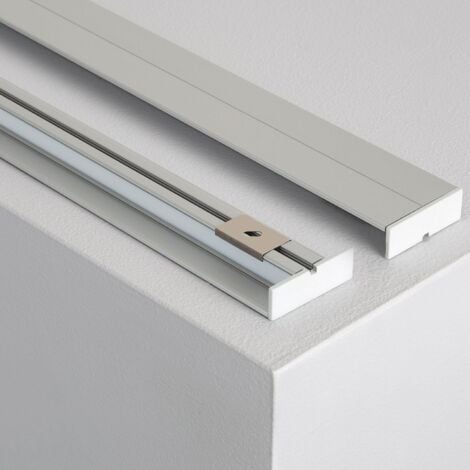 Profilo in Alluminio Superficie di Modanatura Doppia 1m per Strisce LED fino a 10mm Coperchio Traslucido