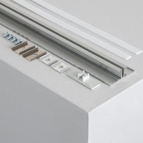 Profilo in Alluminio Superficie di Modanatura Doppia 1m per Strisce LED fino a 10mm Coperchio Traslucido