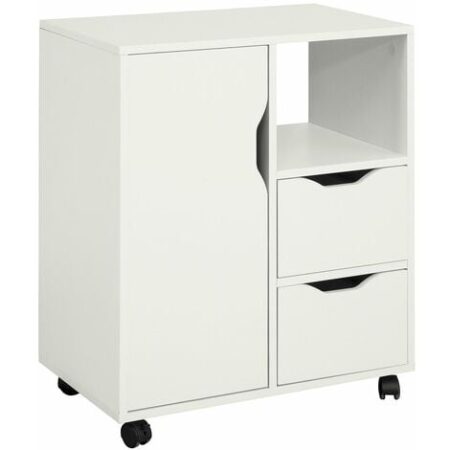SoBuy Carrello Tavolino da salotto Comodino Piccolo Comodino Bianco Comodini L60P35A70cm FBT105-W