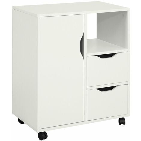 SoBuy Carrello Tavolino da salotto Comodino Piccolo Comodino Bianco Comodini L60P35A70cm FBT105-W