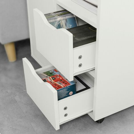 SoBuy Carrello Tavolino da salotto Comodino Piccolo Comodino Bianco Comodini L60P35A70cm FBT105-W