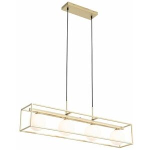 QAZQA Lampada a sospensione tavolo soggiorno aniek – Design – Acciaio – Oro/Ottone/Bianco – Oblungo Max. 4 x Watt