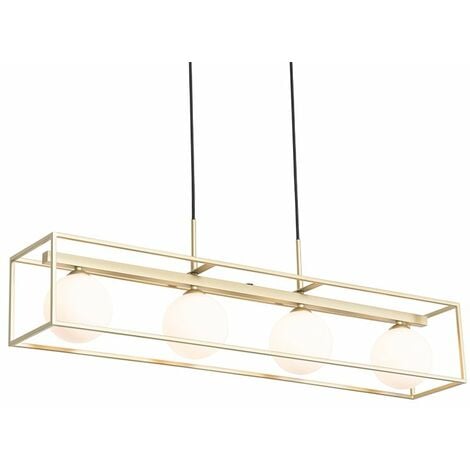 QAZQA Lampada a sospensione tavolo soggiorno aniek - Design - Acciaio - Oro/Ottone/Bianco - Oblungo Max. 4 x Watt