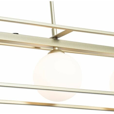 QAZQA Lampada a sospensione tavolo soggiorno aniek - Design - Acciaio - Oro/Ottone/Bianco - Oblungo Max. 4 x Watt