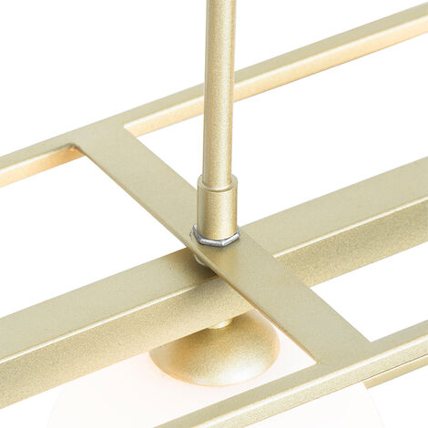 QAZQA Lampada a sospensione tavolo soggiorno aniek - Design - Acciaio - Oro/Ottone/Bianco - Oblungo Max. 4 x Watt