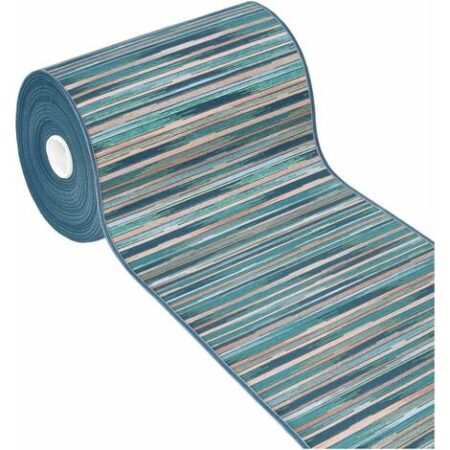 Tappeto Cucina Bordato Tessitura Piatta Multiuso Bagno Camera Corridoio Stile Bamboo 100% Made in Italy Blu - 52x40 cm