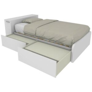 Letto una piazza e mezza 120×190 con contenitore – Ideale per camerette – Bianco