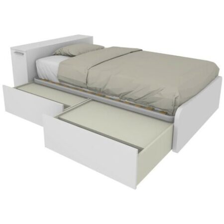 Letto una piazza e mezza 120x190 con contenitore - Ideale per camerette - Bianco