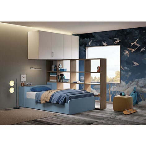 Letto una piazza e mezza 120x190 con contenitore - Ideale per camerette - Bianco