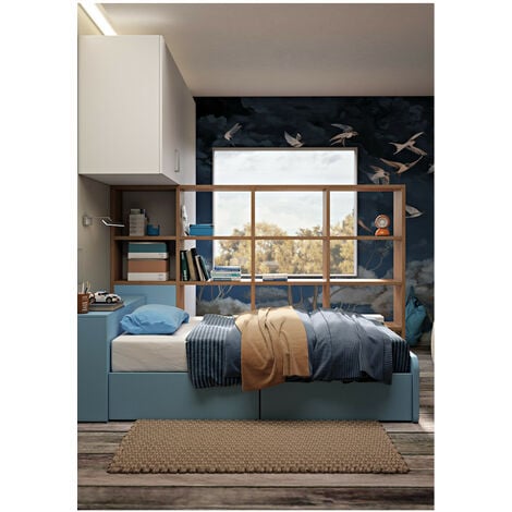 Letto una piazza e mezza 120x190 con contenitore - Ideale per camerette - Bianco
