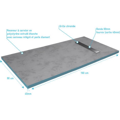 Vassoio doccia con piastrelle 90x160 cm su misura intercouble con pioggia lineare 160 salto