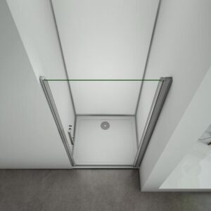 197cm Porta Doccia Per Nicchia Apertura Battente In Vetro Temperato Trasparente Anticalcare Telaio Cromo Lucido larga 76cm