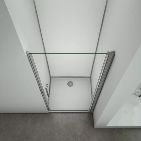 197cm Porta Doccia Per Nicchia Apertura Battente In Vetro Temperato Trasparente Anticalcare Telaio Cromo Lucido larga 76cm