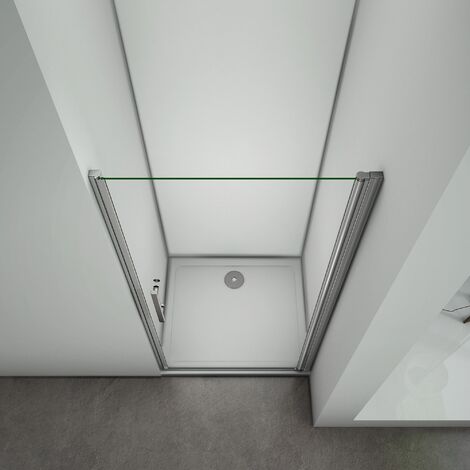 197cm Porta Doccia Per Nicchia Apertura Battente In Vetro Temperato Trasparente Anticalcare Telaio Cromo Lucido larga 76cm