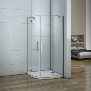 195 cm Box Doccia Semicircolare Doppia Porta Battente Saloon Vetro 6 mm Temperato Anticalcare con Barra Stabilizzatrice 80x80cm