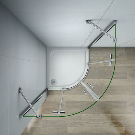 195 cm Box Doccia Semicircolare Doppia Porta Battente Saloon Vetro 6 mm Temperato Anticalcare con Barra Stabilizzatrice 80x80cm