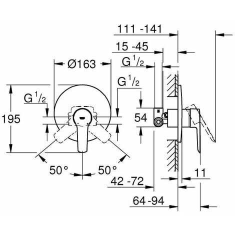 Grohe QuickFix Start - Miscelatore doccia ad incasso con corpo incasso, cromo 32590002