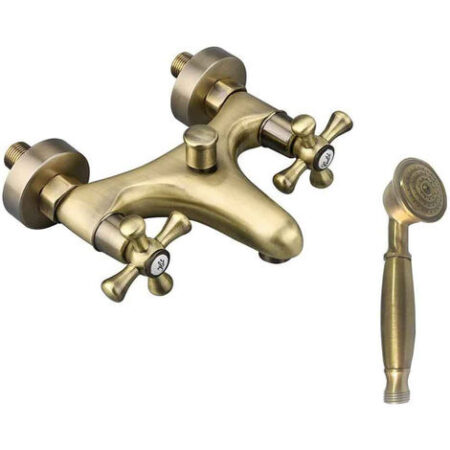 Rubinetto per bagno miscelatore doppio comando vasca doccia in ottone bronzo opaco
