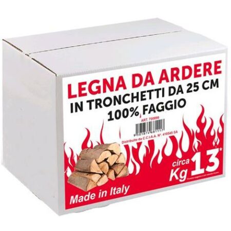 Legna Da Ardere Tronchetti da 25 cm legno di Faggio 100% Scatola da 12 Kg circa
