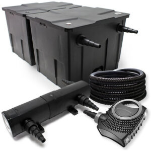 Set per laghetti fino a 60000l Filtro Chiarificatore UVC 36W Pompa 80W Tubo 25m