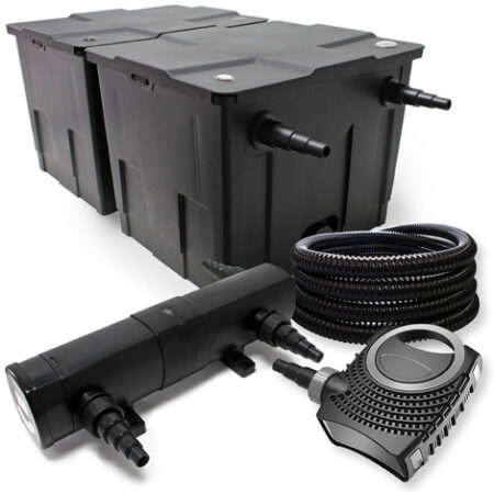 Set per laghetti fino a 60000l Filtro Chiarificatore UVC 36W Pompa 80W Tubo 25m
