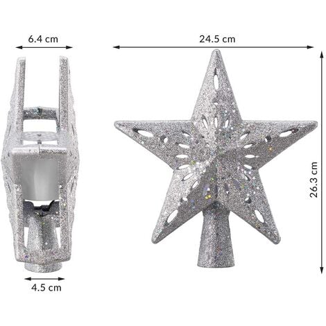 Puntale Proiettore LED per Albero di Natale Forma Stella Silver Gioco di Luce