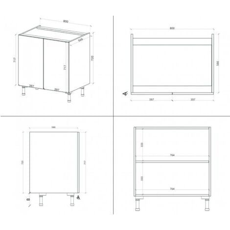 Base cucina 80x60x84 cm in legno color lava con due ante - Massa
