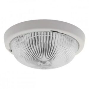 plafoniera stagna in vetro ip44 tonda da soffitto E27 bianco