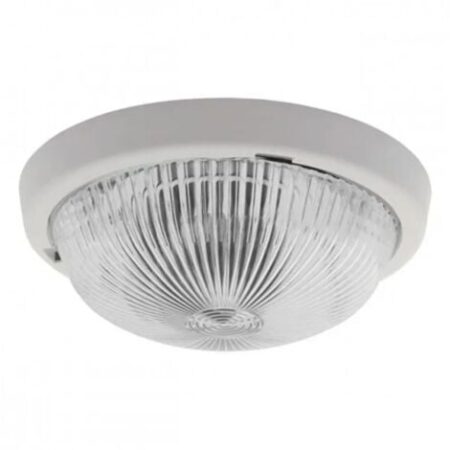 plafoniera stagna in vetro ip44 tonda da soffitto E27 bianco