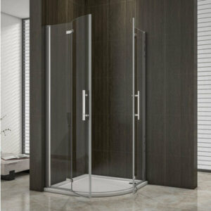 Box Doccia Semicircolare Due Porte Battenti Vetro temperato Trasparente Anticalcare 6mm Telaio Cromo Lucido 80x80x195 cm