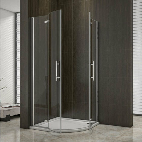 Box Doccia Semicircolare Due Porte Battenti Vetro temperato Trasparente Anticalcare 6mm Telaio Cromo Lucido 80x80x195 cm