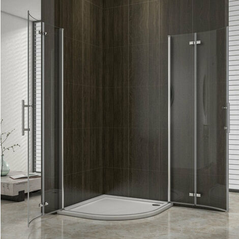 Box Doccia Semicircolare Due Porte Battenti Vetro temperato Trasparente Anticalcare 6mm Telaio Cromo Lucido 80x80x195 cm