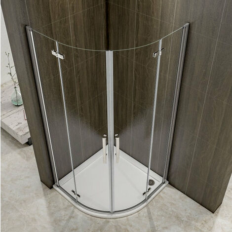 Box Doccia Semicircolare Due Porte Battenti Vetro temperato Trasparente Anticalcare 6mm Telaio Cromo Lucido 80x80x195 cm