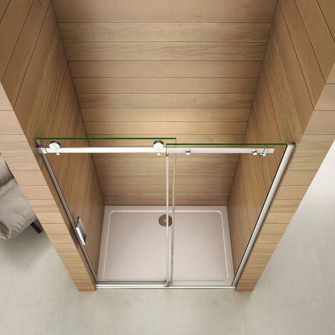 150x195 cm Porta Doccia Per Nicchia Anta Scorrevole Ingresso Laterale in Vetro 6 mm Temperato Trasparente Telai In Alluminio Cromato Lucido