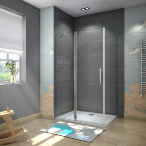 120×80 cm Box Doccia Angolare Porta Battente con Parete Laterale Vetro 6 mm Temperato Anticalcare con Barra Stabilizzatrice Cromato Lucido Alto 195 cm