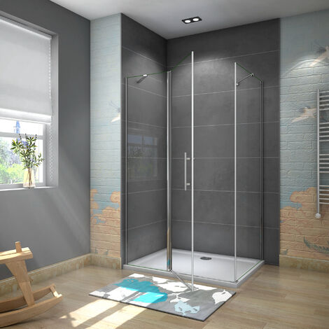 120x80 cm Box Doccia Angolare Porta Battente con Parete Laterale Vetro 6 mm Temperato Anticalcare con Barra Stabilizzatrice Cromato Lucido Alto 195 cm