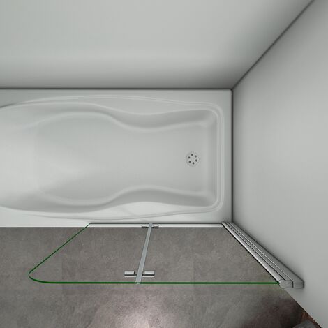 Parete Per Vasca Sopravasca Due Ante Movibili Vetro 6 mm Temperato Anticalcare Profilo Cromo Lucido 90x140cm